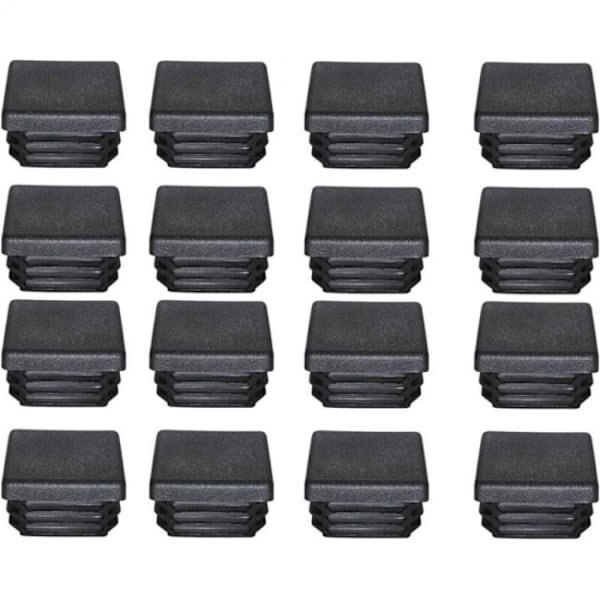 16 stk. Plastikprop 40x40mm Kvadratisk Rør Endekappe Sort Plastik Endekappe Bl