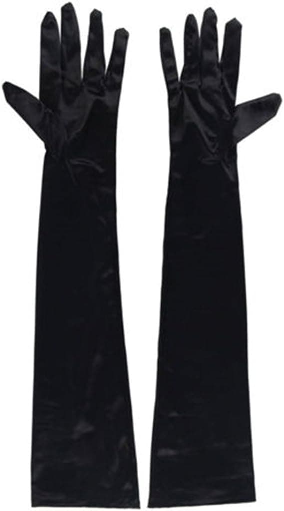 Dame Aftenhandsker 54cm Lange Sorte Satin Fingerhandsker