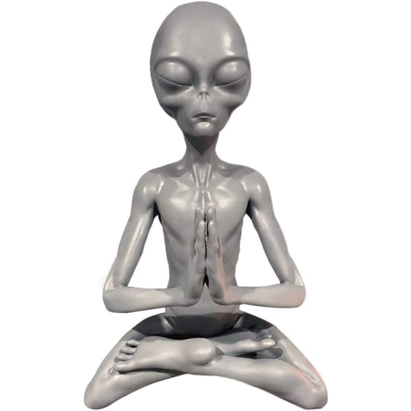 Meditasjon Alien Statue, Resin Meditation Yoga Statue Hage Orna