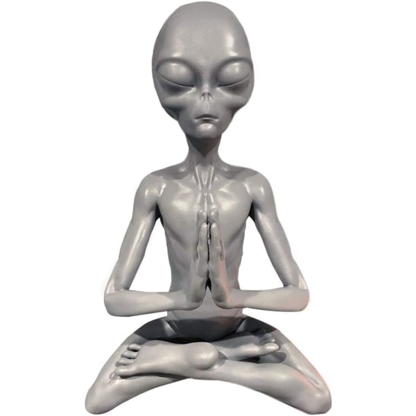 Meditationsstatue af en alien, meditationsyogastatue til haven