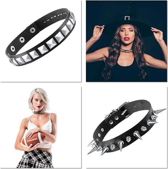 Seje Punk Choker Hjerteform Biker Læder Stud Chok til Kvinder og Mænd