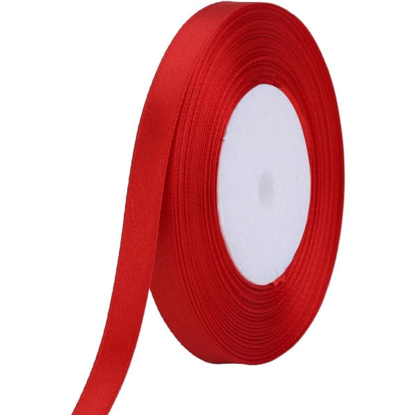 Rødt satengbånd juleinnpakningsbånd 12 mm bånd for håndverk