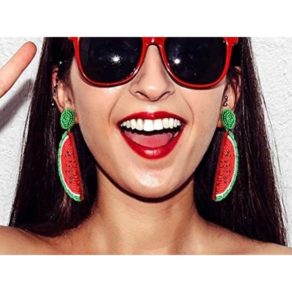 Statement Dangle Fruit Earrings - Fashion Cute Watermelon Beaded