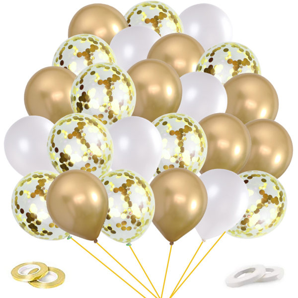 60 STK Guldballon, Fødselsdagsballon, Bryllupsballoner, Guldkon
