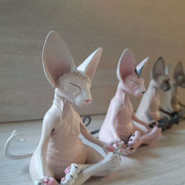 Meditationskat Mediterende Tænkende Kat Hjem Harpiks Dekoration Piec