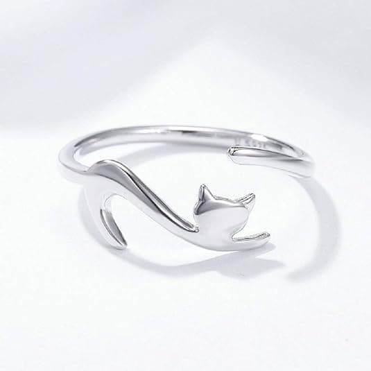 Sød kat åben statement ring 925 sterling sølv justerbar Simpl