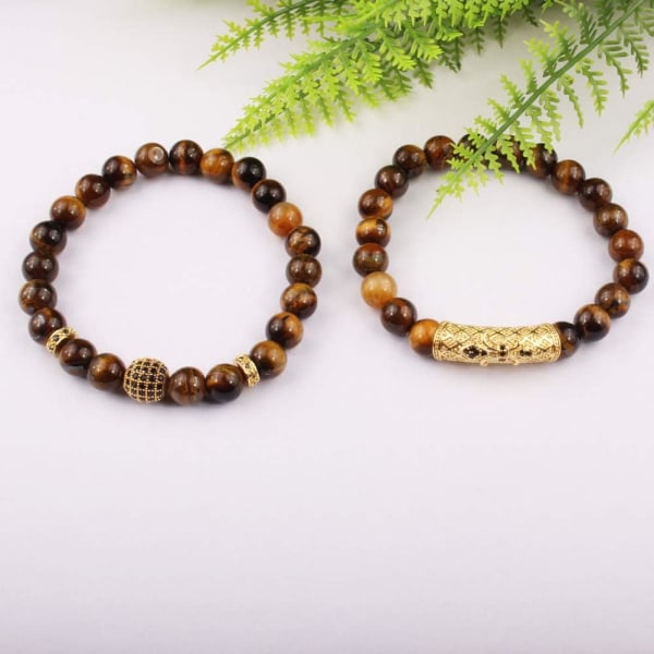 8mm Tiger Eye Sten Armbånd Elastisk Naturlig Sten Yoga Bh