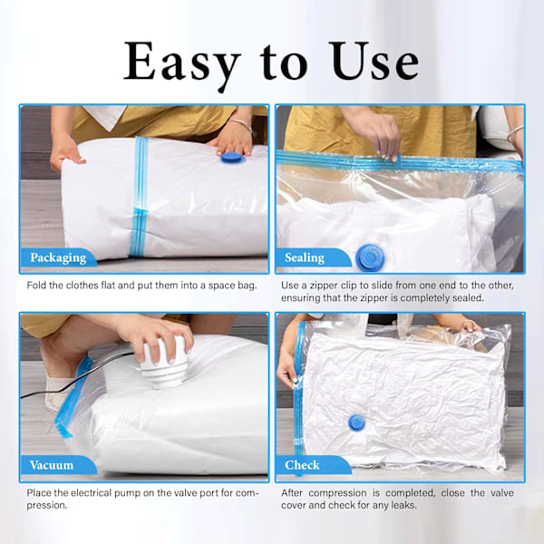 Pakket Vakuumpose til Opbevaring, Pladsbesparende Kompressionsposer, Vakuumposer (40*60cm)