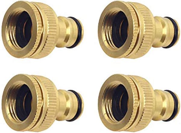 Messinghavehane-stik, 4 stk., 1/2 \"og 3/4\" to-i-én