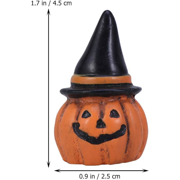 1 stk Halloween-dekorasjon Mini Resin Craft Gresskarhode med hatt H