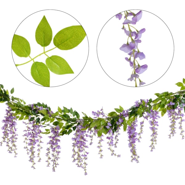 Kunstige Wisteria Blomsterguirlande, Kunstig Wisteria Vinstok Si