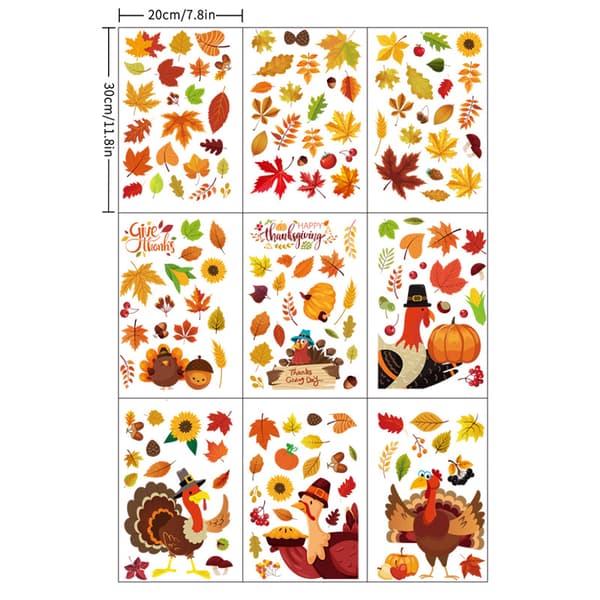 Thanksgiving-vindusdekal, PVC-vindusdekaler Glass Maple Leaf