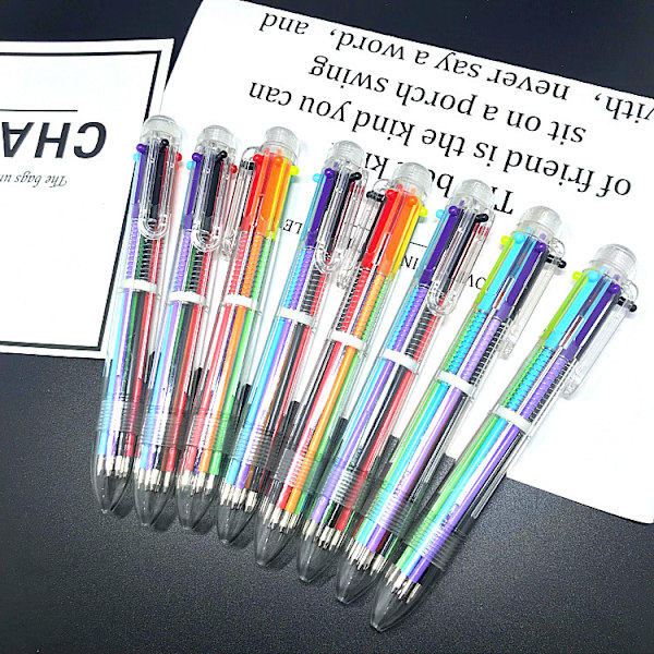28-pack flerfärgade kulspetspennor 0,5 mm 6-i-1 regnbåge pennor för K