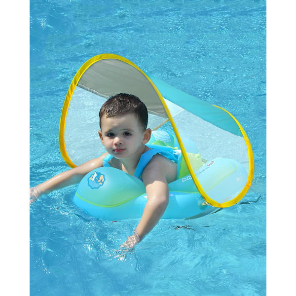 Gratis svømmebaby spædbarns pool flyder med solsejl oppustelig B