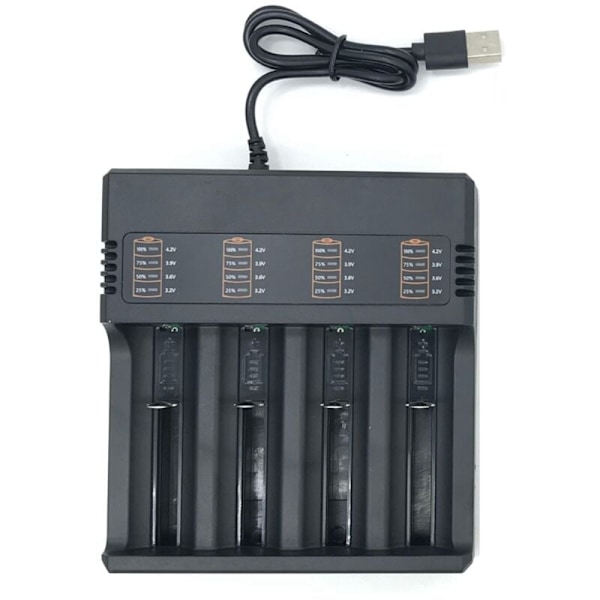 4 Slots Smart 18650 Oplader Lithium Batterioplader Universal USB Batt