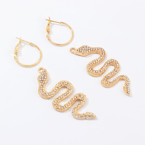 OrmörhängenHoop Örhängen Set Punk Rhinestone Serpent Drop Dang