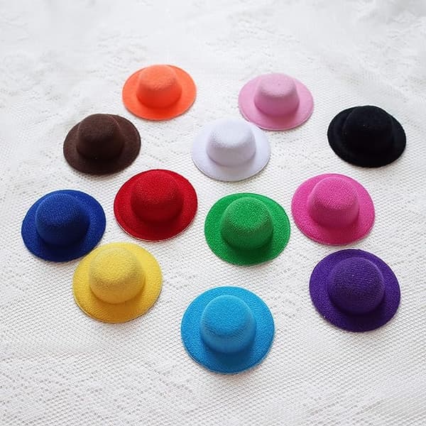 12 farver mini formelle hatte miniature dukke hatte hat til DIY håndværk