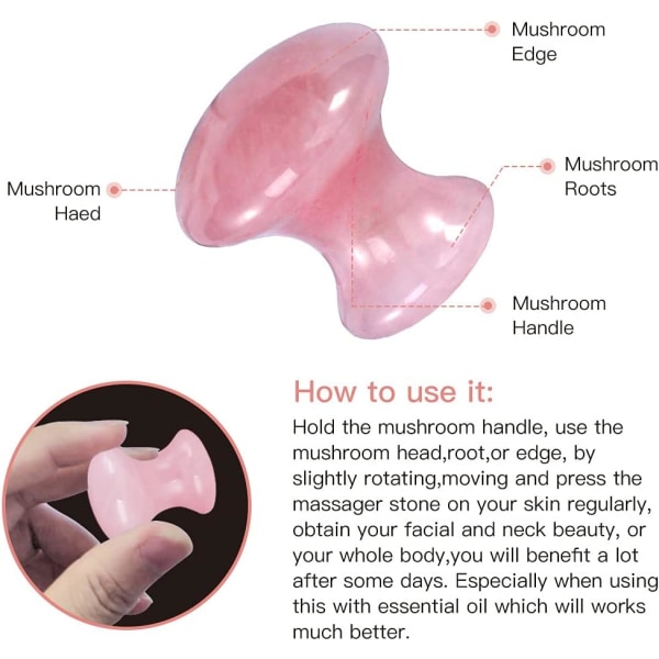 Gua Sha ansiktsverktyg, Jade Roller Guasha Massage Rose Quartz Mush