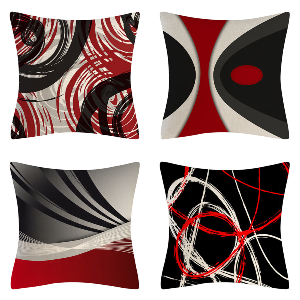 4PCS Farmhouse Christmas Red Black Throw Pillow Case Holiday Deco