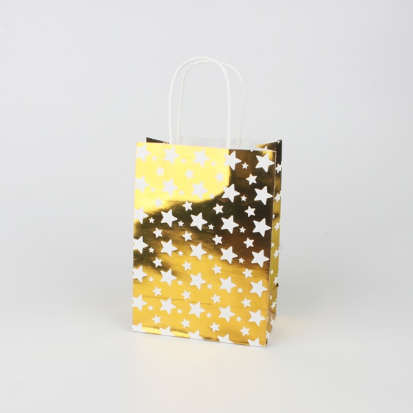 24 PCS Kraft Paper Bag 15x8x21cm Gift Wrapping Pouch Gold Dots Lu