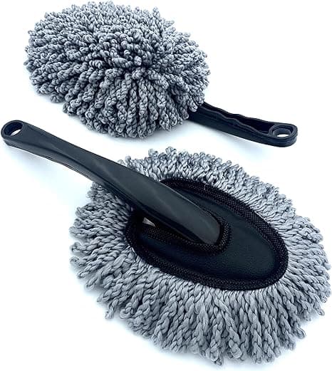 grå 2-pack Mikrofiber Bil Duster, Borste, Mjuk Repfri Återanvändbar