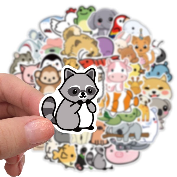 50 cute cartoon animal stickers, personalized decorative luggage,