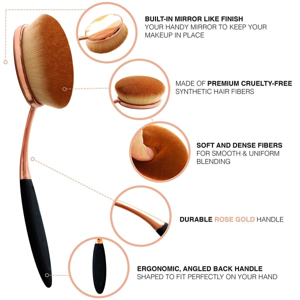 Oval Foundation Brush Stor Tandbørste Makeup Børster Hurtig Flawless