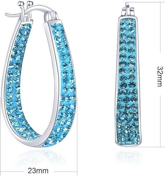 Kristallörhängen - Silverpläterad Inside Out Oval Shape Hoop