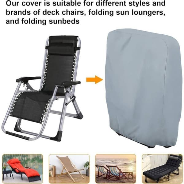 Skyddande Överdrag för Fällbar Solstol (Grå) B71×H110cm, 2-pack