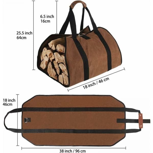 (Brun) 96cm x 46cm Stor Robust Vovset Logbærerpose Ild