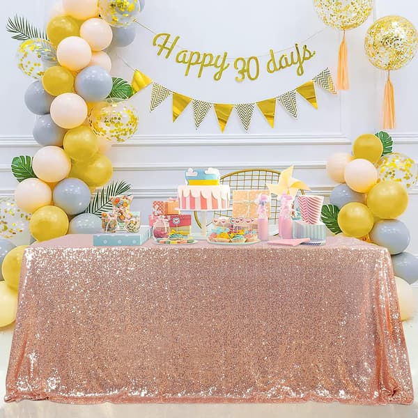 Party Sequin Bordsduk Ros Guld Rektangulär Bordsduk 30x180cm