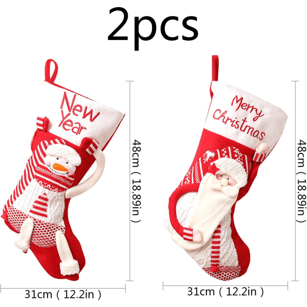 2 Pieces Christmas Stockings Hanging Socks Christmas Gift Bags Ca