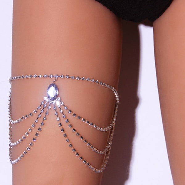 Rhinestone Lårkedja Elastisk Benkedja Lår med Kristall Multi