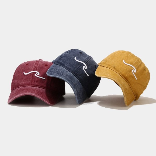 Ny Ocean Wave Baseball Cap Bomull Tvättat Justerbar Fashion Dad