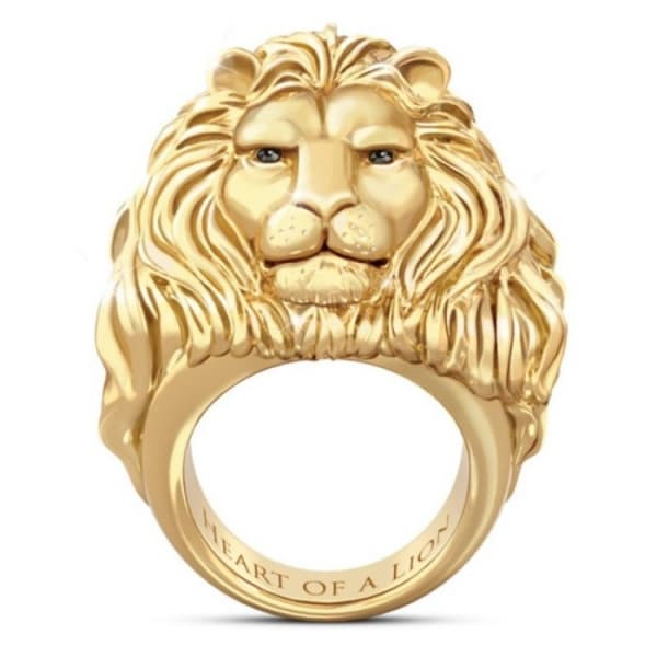 Gul løve dyremotiv ring
