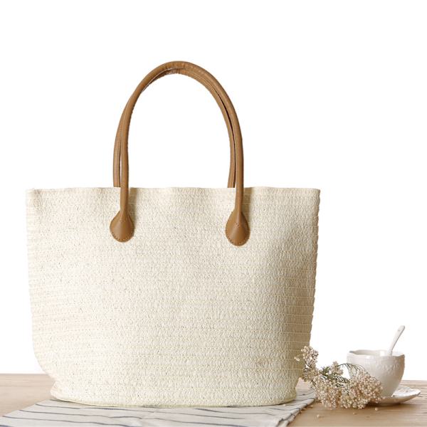Halm Rattan Dam Tote Sommar Strand Axelväska Medium Storlek