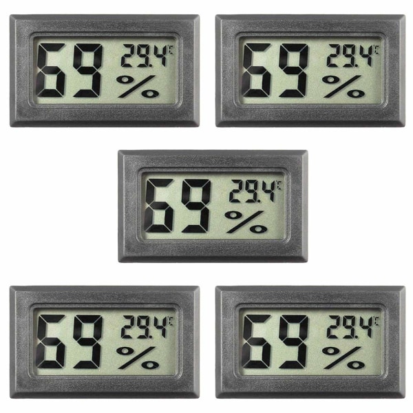 5 stk Mini Digitalt termometer Temperatur Fuktighetstermometer, M