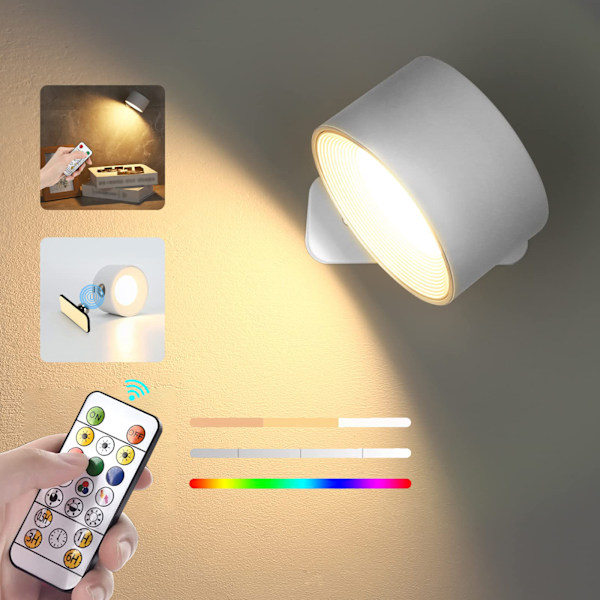 RGB-färgad magnetisk vägglampa med fjärrkontroll (svart skal tre-co
