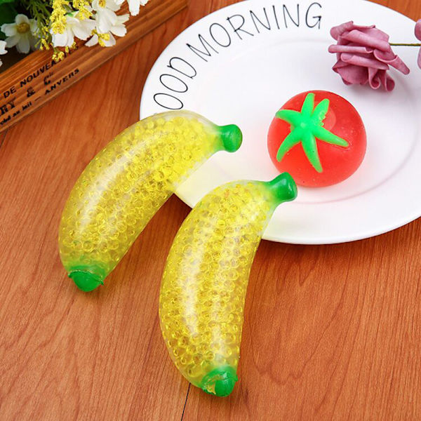 2 Banan Vandperle Fyldt Squeeze Stressbold - Frugt Squishy Til