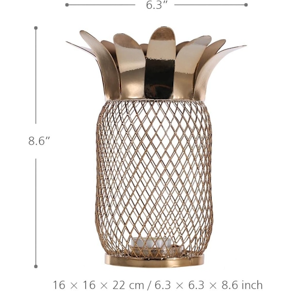 Ananasformad ljusstake i metallplätering, handgjord, nät D