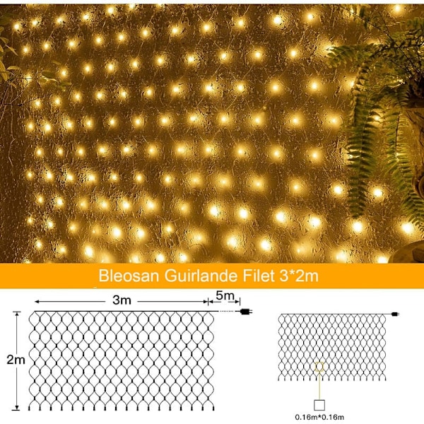 200 LED-verkkosarja 3M x 2M, ulkoverkkovalot soveltuvat fo