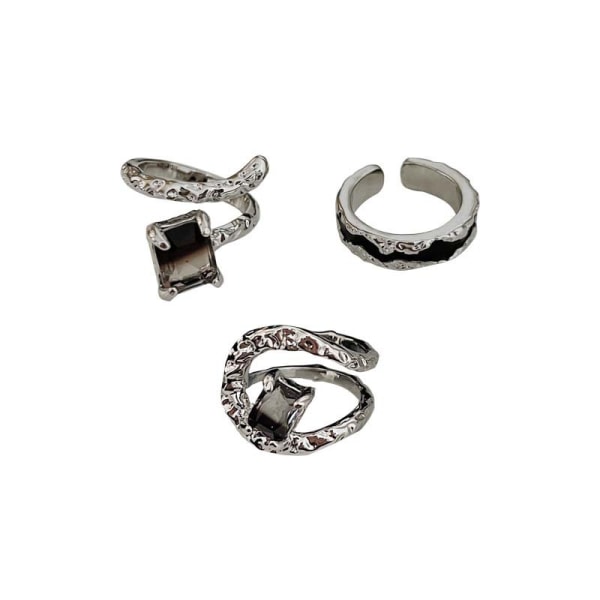 Gradient Stone Ring, Dame Open Ring, 3pak