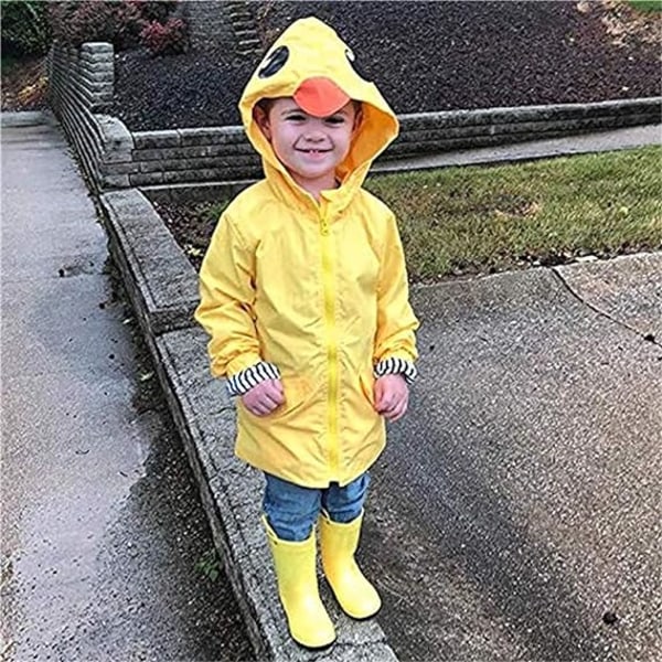 Toddler Baby Pojke Flicka Anka Regnrock Gullig tecknad gul regnrock