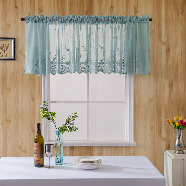 Blonde Semi Sheer Gardinstang Lomme Korte Vinduesgardiner til Kitc