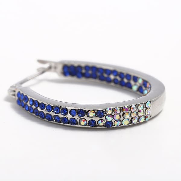 Kristallörhängen - Silverpläterad Inside Out Oval Shape Hoop