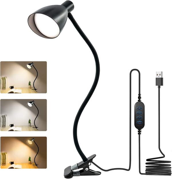 Klipslampe for barneseng, LED-bordlampe med dimbar klips,