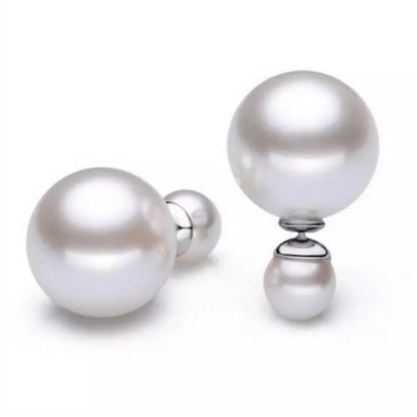 1 stk Double Pearl / Ball øreringe - Double Pearl - Shiny White Whi