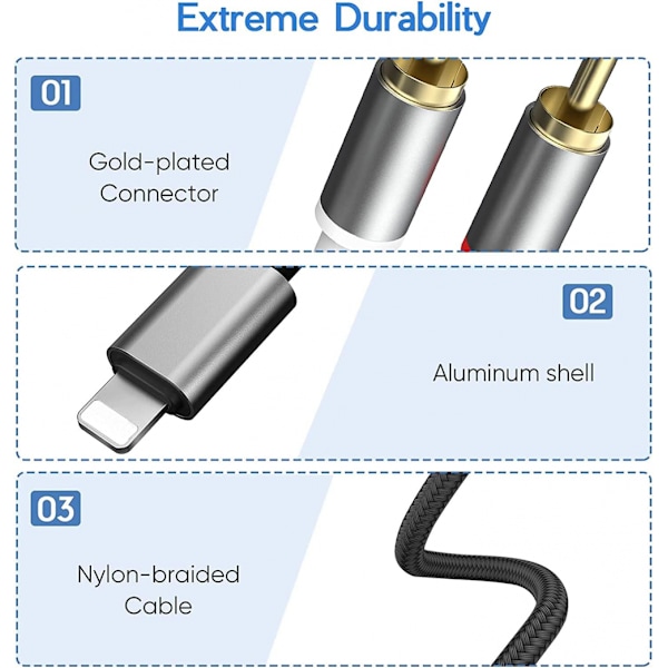 1 stk Apple til 2RCA Lotus lydkabel - Mobiltelefon lydforsterker