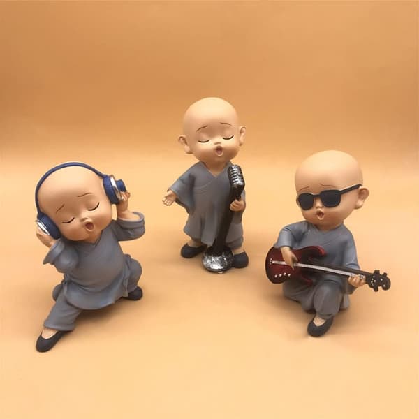 3PCS Baby Buddha Statue Cute Buddha Monk Figurines Statue Mini Ha