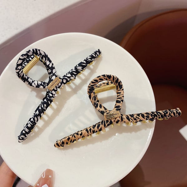 Fransk Retro Klud Vintage Leopard Baghoved Hajklemme Kvinde